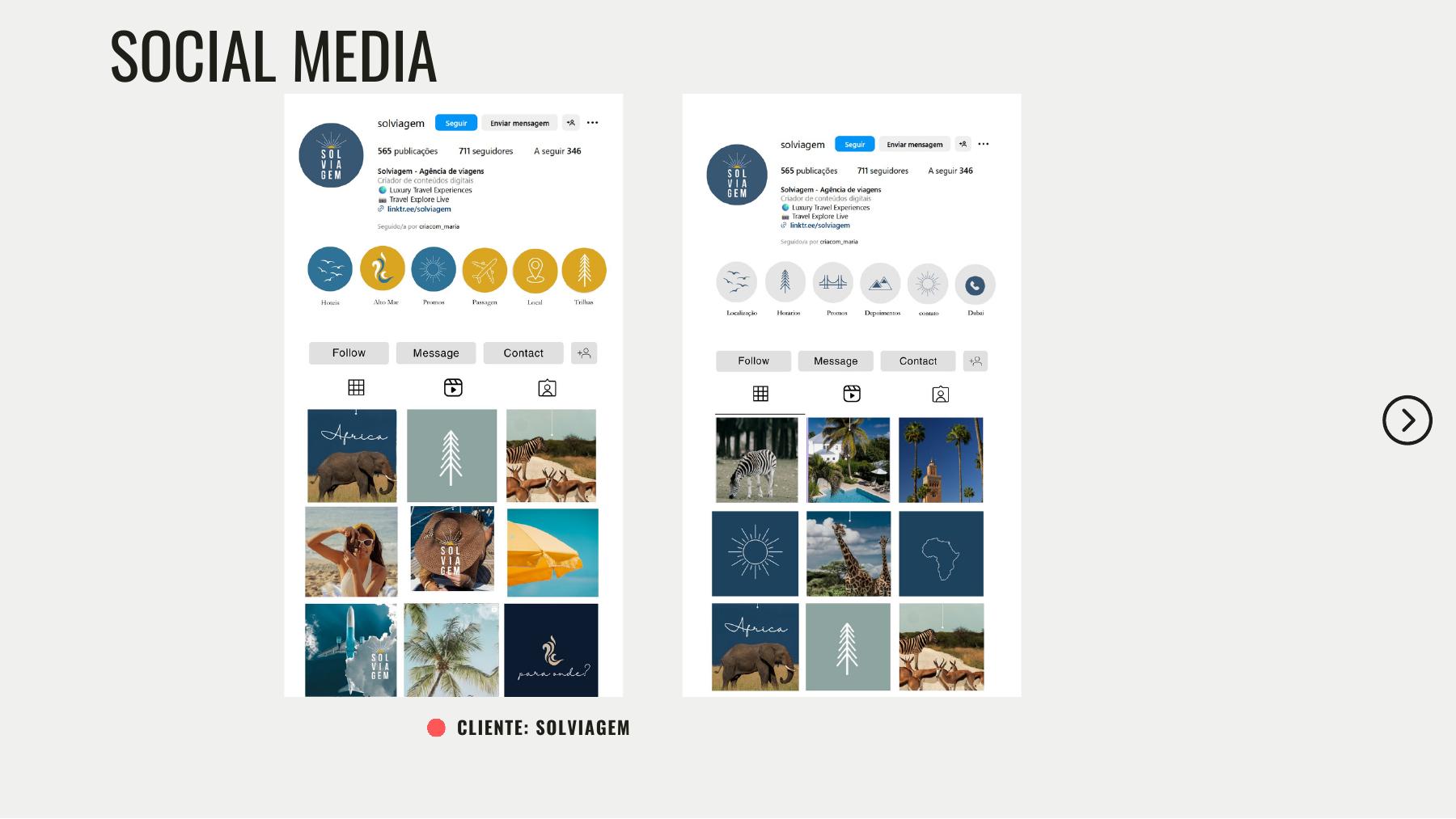 Conteúdos de social media da Solviagem